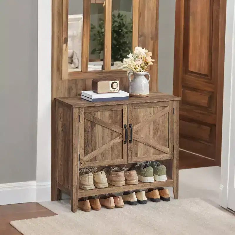 Meuble à chaussures de style américain traditionnel avec étagère réglable - Organisateur de chaussures d'entrée