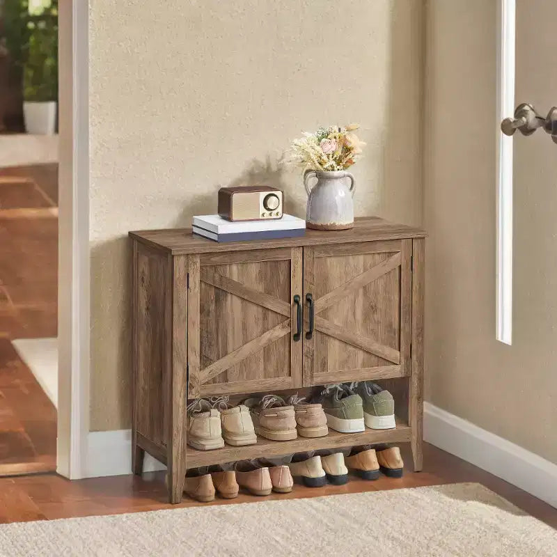 Meuble à chaussures de style américain traditionnel avec étagère réglable - Organisateur de chaussures d'entrée
