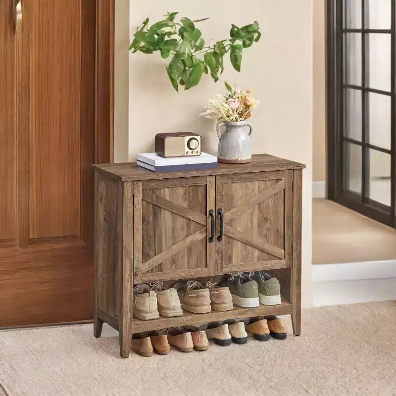 Traditional American Style Shoe Cabinet with Adjustable Shelf - Entryway Shoe Organizer
