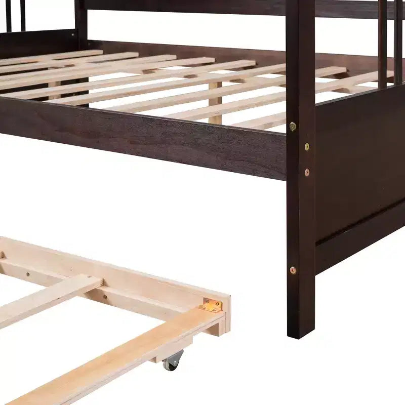 Lit de repos double/grand, cadre de lit plateforme en bois avec lit gigogne double/deux tiroirs