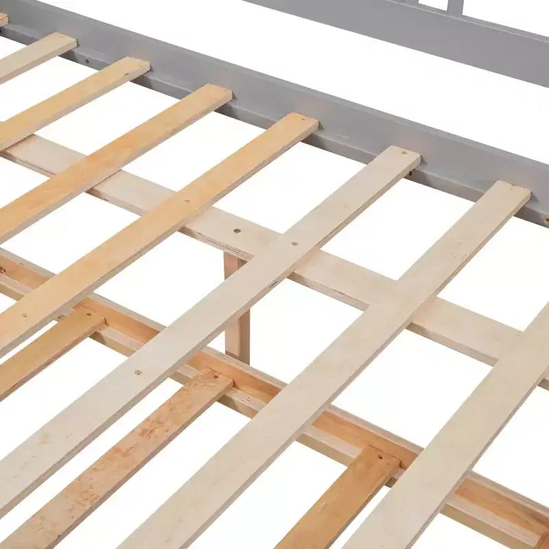 Lit de repos double/grand, cadre de lit plateforme en bois avec lit gigogne double/deux tiroirs