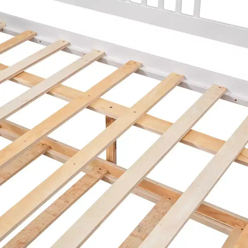 Lit de repos double/grand, cadre de lit plateforme en bois avec lit gigogne double/deux tiroirs