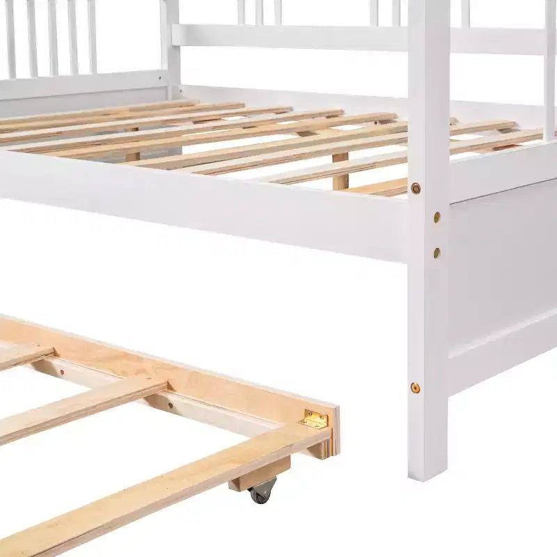 Lit de repos double/grand, cadre de lit plateforme en bois avec lit gigogne double/deux tiroirs