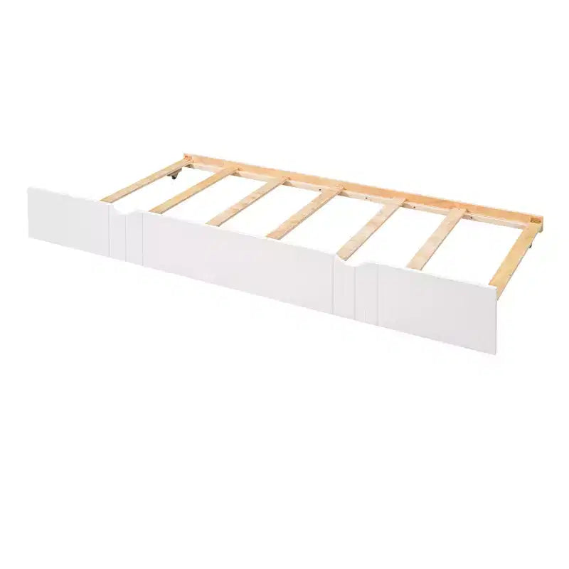Lit de repos double/grand, cadre de lit plateforme en bois avec lit gigogne double/deux tiroirs