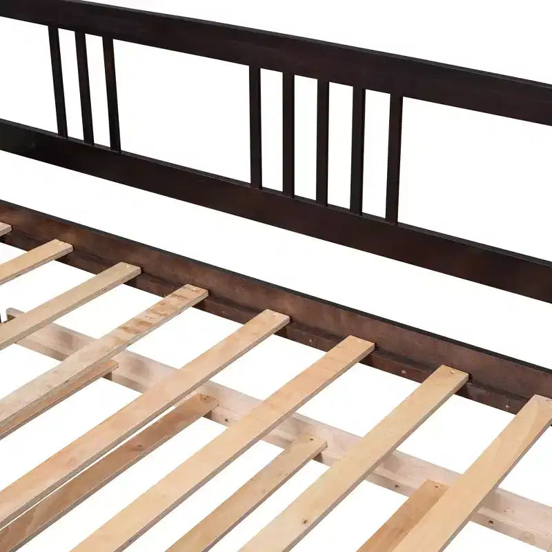 Lit de repos double/grand, cadre de lit plateforme en bois avec lit gigogne double/deux tiroirs