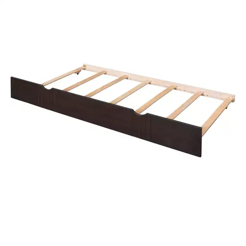 Lit de repos double/grand, cadre de lit plateforme en bois avec lit gigogne double/deux tiroirs
