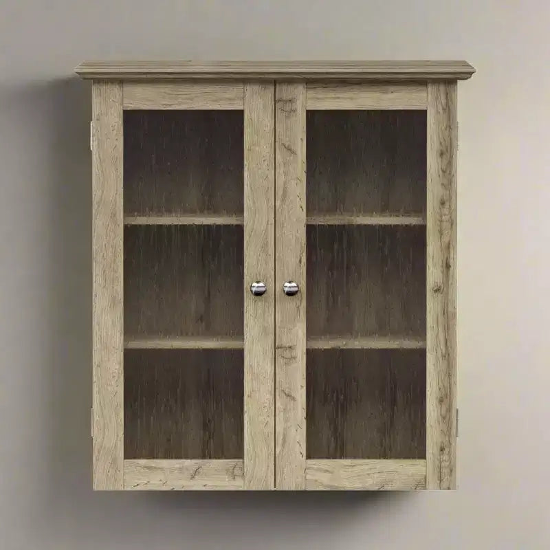 Teamson Home Connor Removable Two-Door Wall Cabinet with Adjustable Shelves, Walnut