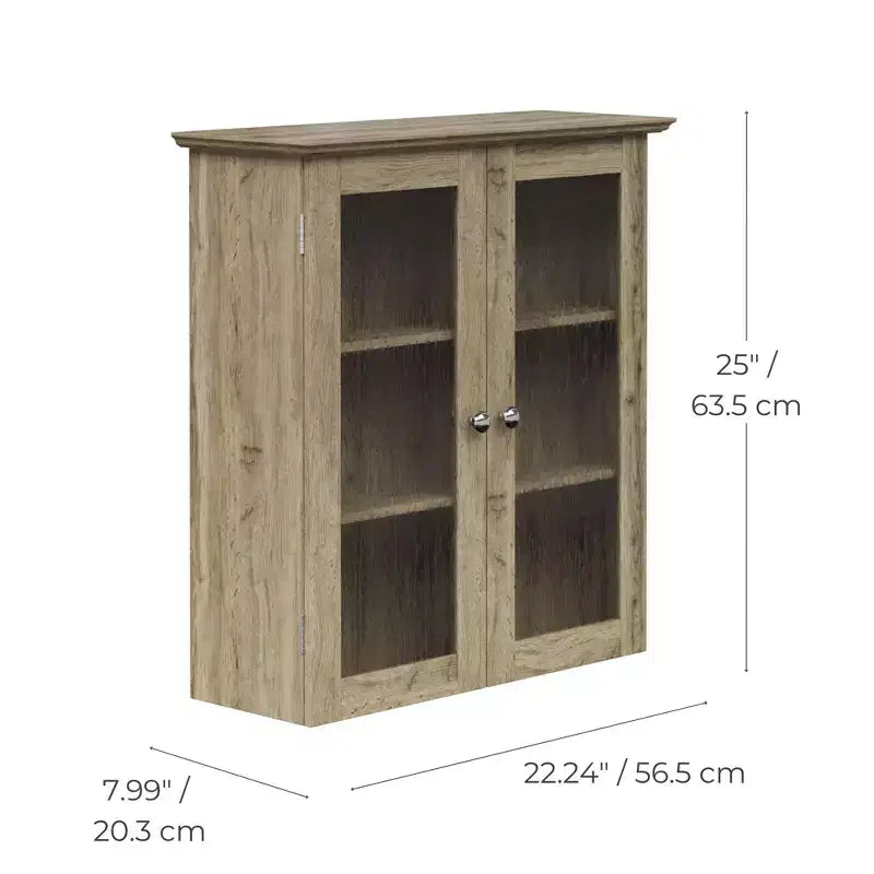 Meuble haut de rangement Connor à deux portes et étagères réglables, Noyer