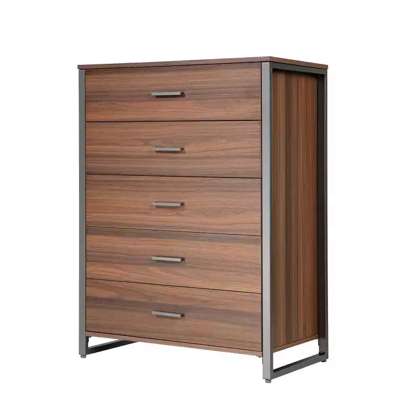 Commode 5 tiroirs avec accent 42 po Noyer