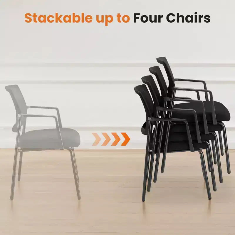 Chaises empilables en métal robustes avec assise en tissu et dossier en maille