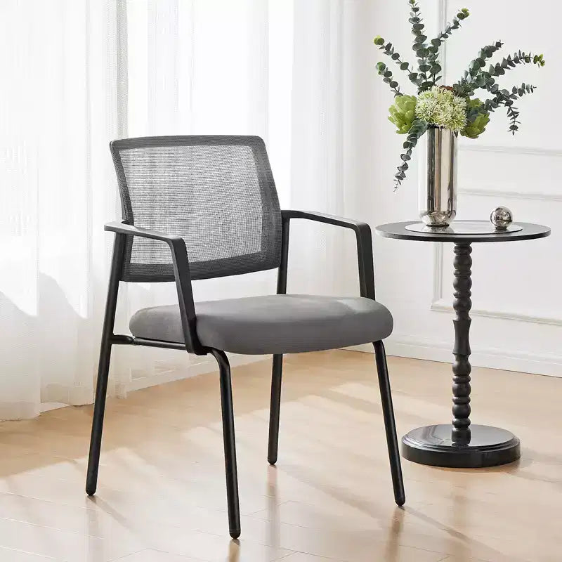 Sturdy Metal Stacking Chairs with Upholstered Fabric and Mesh Backs