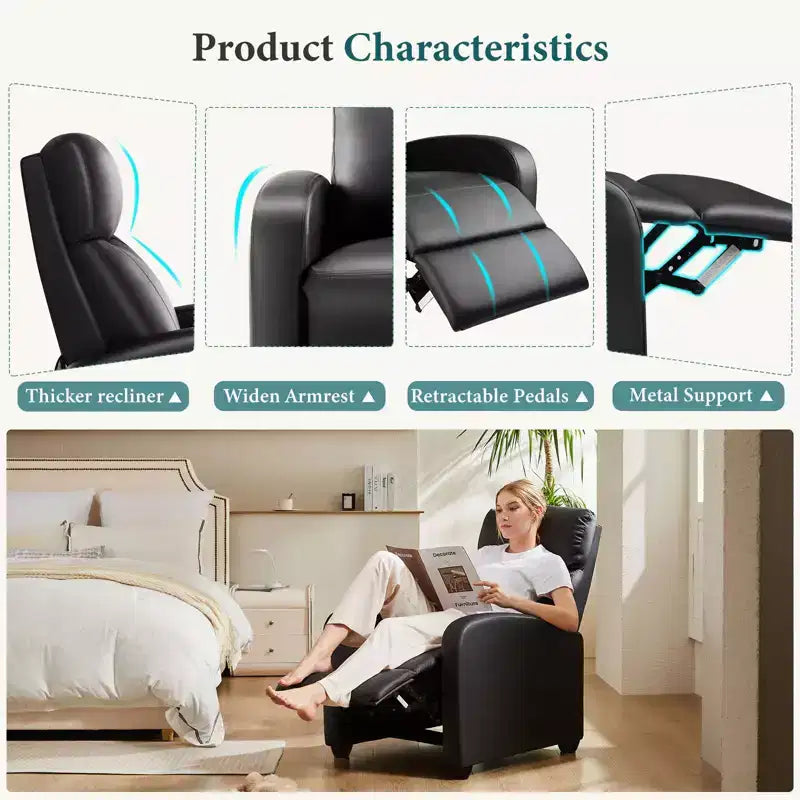 Fauteuil décontracté de salon : Fauteuil inclinable manuel avec massage et chauffage