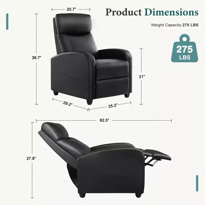 Fauteuil décontracté de salon : Fauteuil inclinable manuel avec massage et chauffage