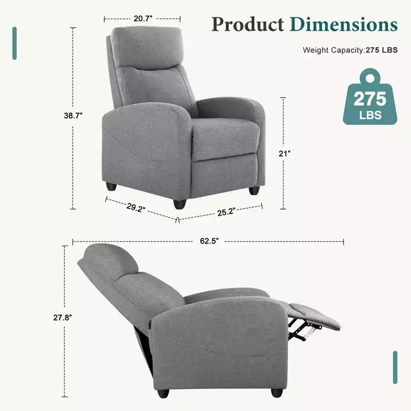 Fauteuil décontracté de salon : Fauteuil inclinable manuel avec massage et chauffage