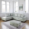 Gray PU Leather Sectional Sofa Suite L-Shaped Configuration, Tufted Upholstery, Versatile Storage Ottoman, Contemporary Living Space Solution