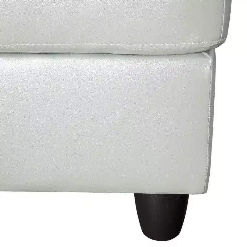 Ensemble Canapé Sectionnel en Cuir PU Gris Configuration en L, Revêtement Capitonnage, Pouf de Rangement Polyvalent, Solution pour Salon Contemporain