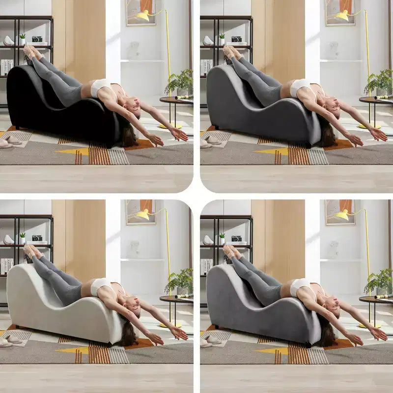 Chaise longue de yoga en velours, chaises de yoga courbées modernes pour adultes pour l'étirement, la relaxation, l'exercice