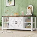 TV Stand for 65 Inch TV, 60 Inch Entertainment Center with Storage, Farmhouse TV Console Table with Shelves, Wooden Media Console Cabinet with Doors