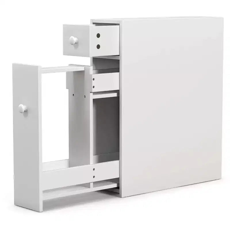 Costway Bathroom Floor Cabinet Toilet Narrow Storage Organizer with Flip Top White/Black