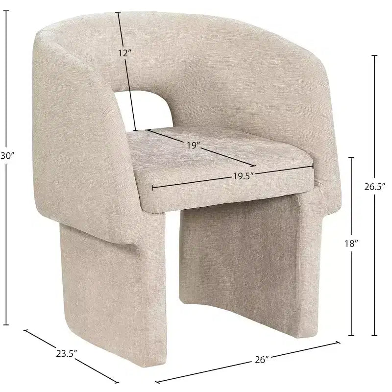 Chaise de salle à manger/chaise d'appoint en tissu chenille Emmet