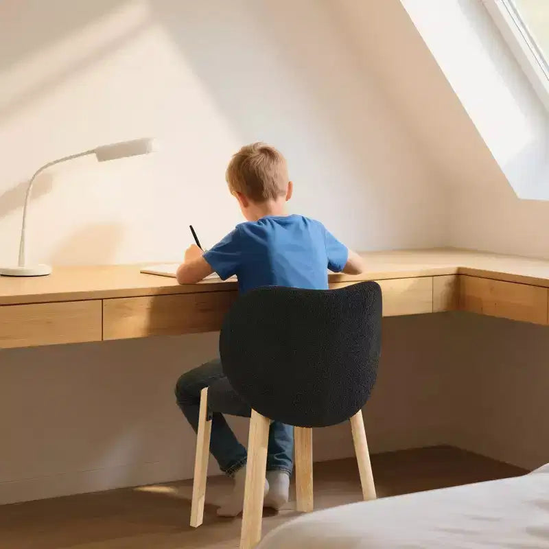 Fauteuil de coiffeuse en tissu Teddy pelucheux, jolies chaises de bureau avec dossier, chaise d'appoint roulante rembourrée pour salon/salle de maquillage/chambre à coucher