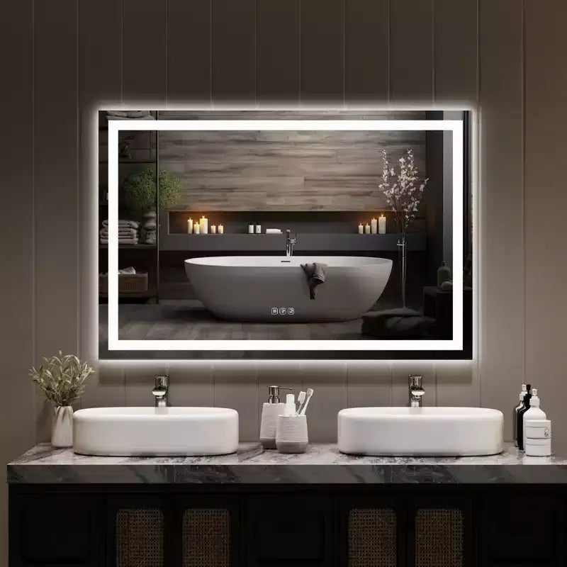 60x36 Inches Large Bathroom Mirror, FramelessVanity Mirror with Led Lights,Front Lit and Backlit,Wall-Mounted Mirror for Over Sink, Entryway, Bedroom