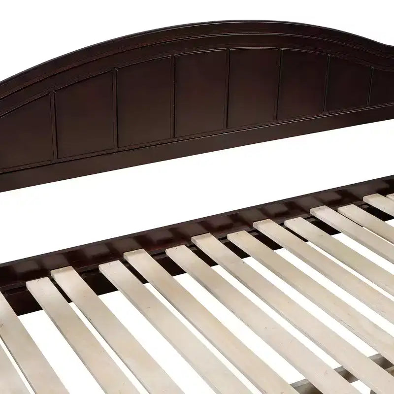 Lit de repos en bois avec lit gigogne et 2 tiroirs de rangement, lit de repos extensible de taille simple à King, cadre de canapé-lit élégant pour salon et chambre à coucher