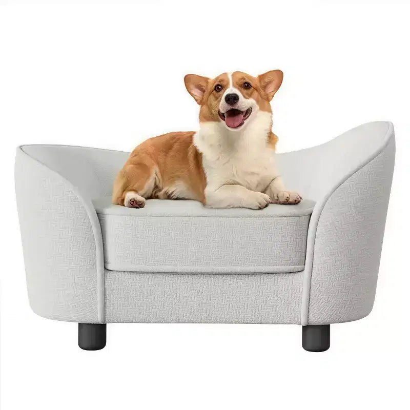 GustoWave Pet Sofa Bed, Chenille Sofa with Washable Cushions, Suitable for Cats and Dogs, Gray