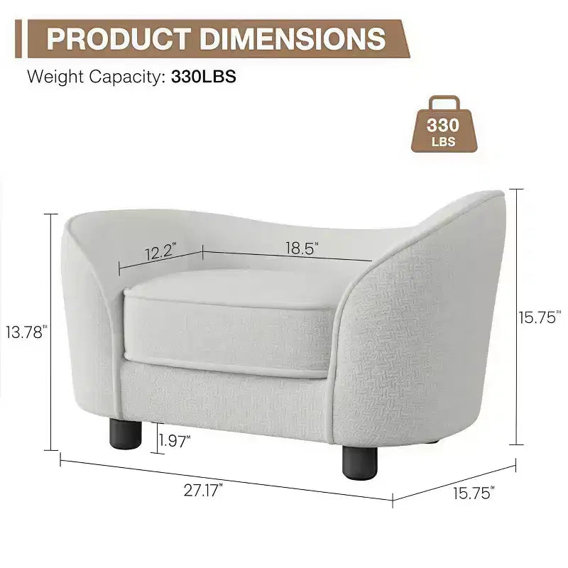 Canapé-lit pour animaux, Canapé en chenille avec coussins lavables, Convient aux chats et aux chiens, Gris