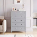 5 Drawers Dresser 2pcs Wood Chest of Drawers, Storage Dressers Organizer with Gold Handles, Deep Drawers, Living Room, Closet, Hallway, Grey