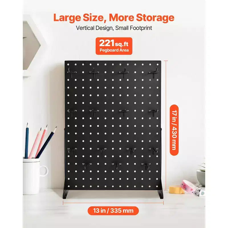 Présentoir à chevilles perforé, présentoir de table perforé de 17 x 13 pouces avec 30 crochets, panneau perforé en acier laminé à froid épaissi, noir (2 pièces)