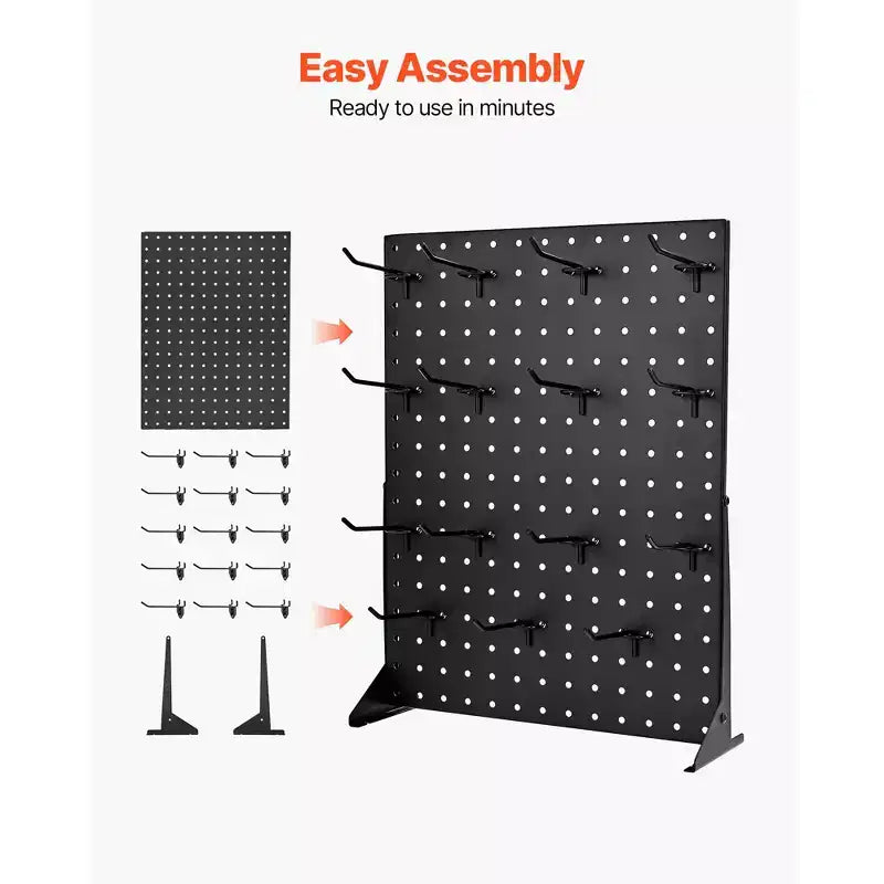 Présentoir à chevilles perforé, présentoir de table perforé de 17 x 13 pouces avec 30 crochets, panneau perforé en acier laminé à froid épaissi, noir (2 pièces)