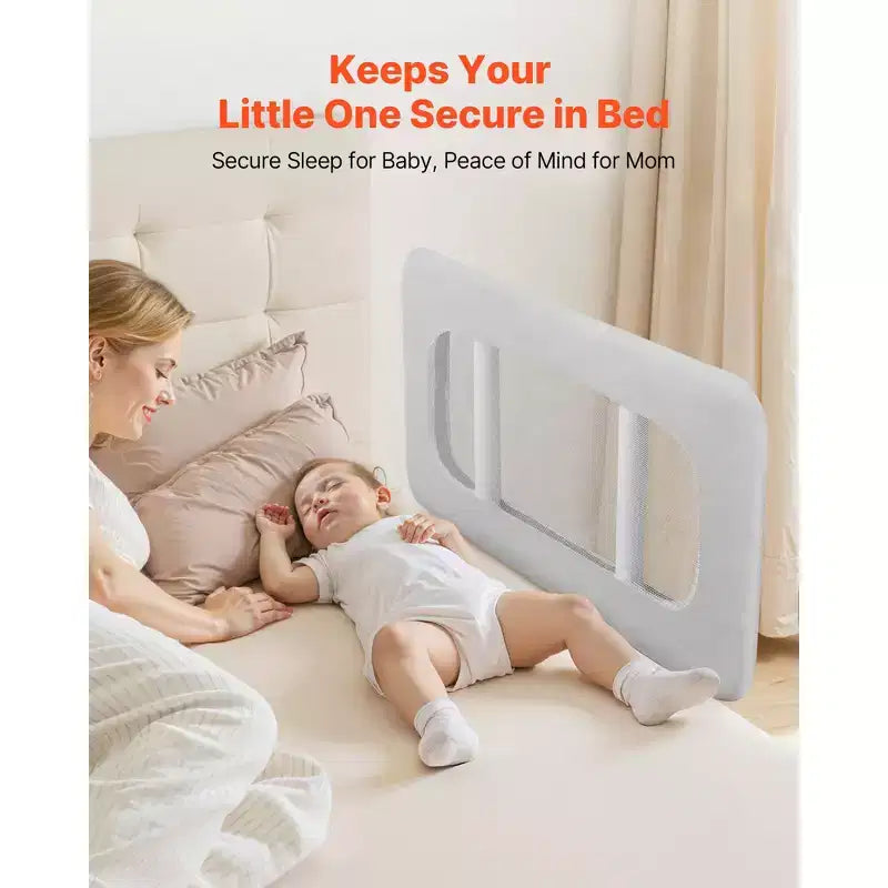 Barrière de lit pour tout-petit, barrière de protection pour lits d'enfants avec tuyau en fer renforcé et tissu Oxford, barrière de lit latérale réglable en hauteur, 1 pièce, gris