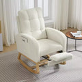 Modern Nursery Upholstered Rocking Chair,Boucle Glider Chair Nursery Chair with High Back,Rocking Accent Armchair, for Living Room, Beige