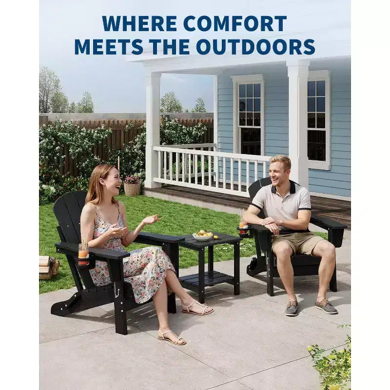 Chaise de patio extérieure, capacité de 172 kg, assise confortable, pliable, pour terrasse, pelouse, jardin