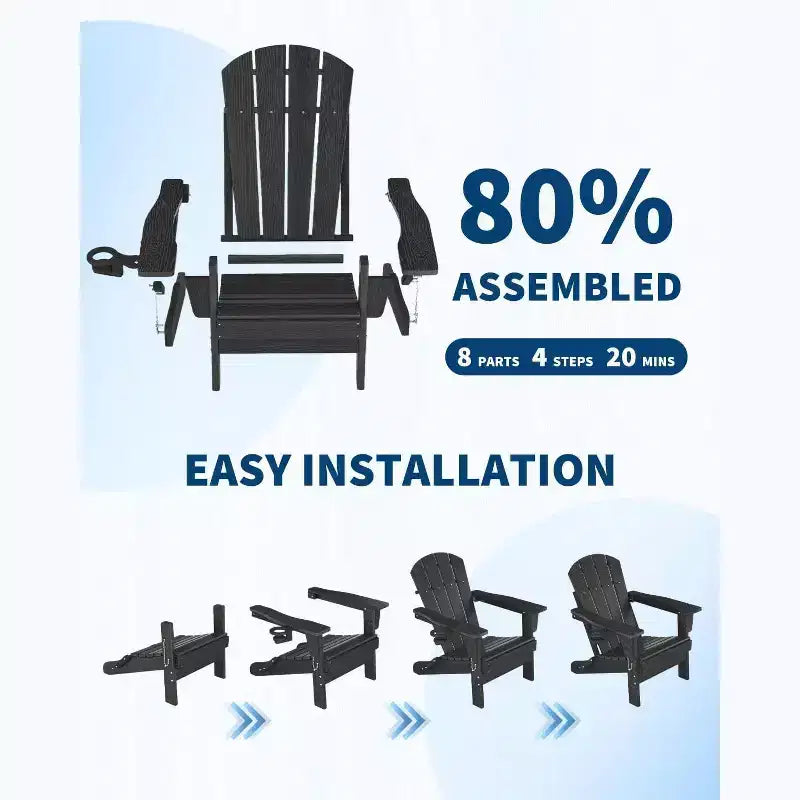 Chaise de patio extérieure, capacité de 172 kg, assise confortable, pliable, pour terrasse, pelouse, jardin