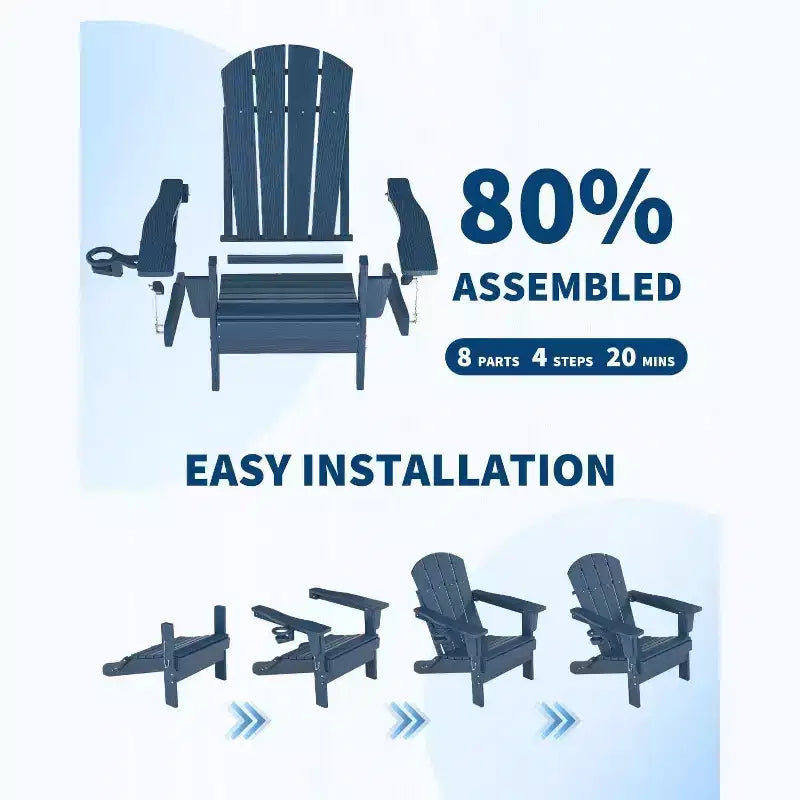 Chaise de patio extérieure, capacité de 172 kg, assise confortable, pliable, pour terrasse, pelouse, jardin