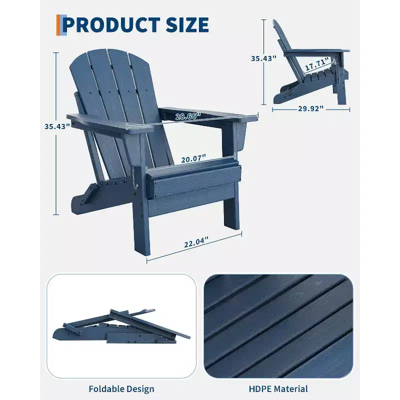 Chaise de patio extérieure, capacité de 172 kg, assise confortable, pliable, pour terrasse, pelouse, jardin
