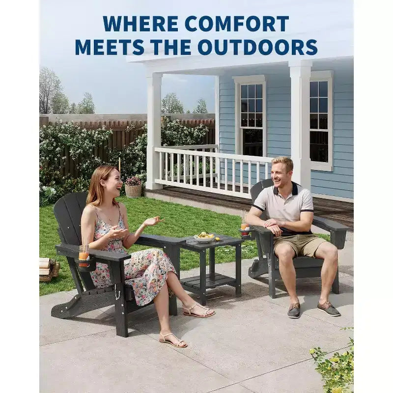 Chaise de patio extérieure, capacité de 172 kg, assise confortable, pliable, pour terrasse, pelouse, jardin