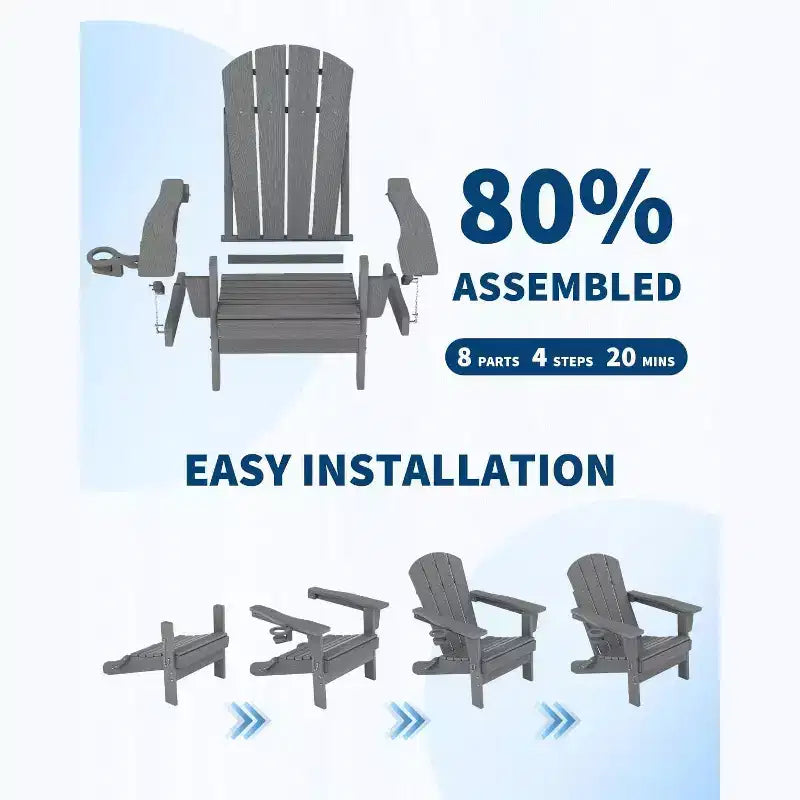 Chaise de patio extérieure, capacité de 172 kg, assise confortable, pliable, pour terrasse, pelouse, jardin