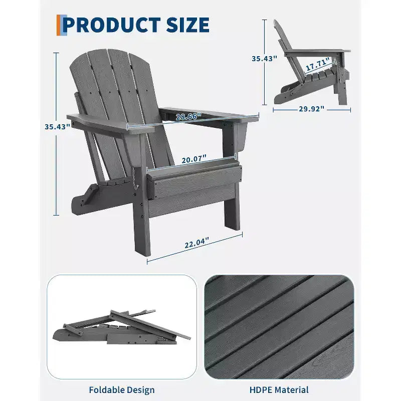Chaise de patio extérieure, capacité de 172 kg, assise confortable, pliable, pour terrasse, pelouse, jardin