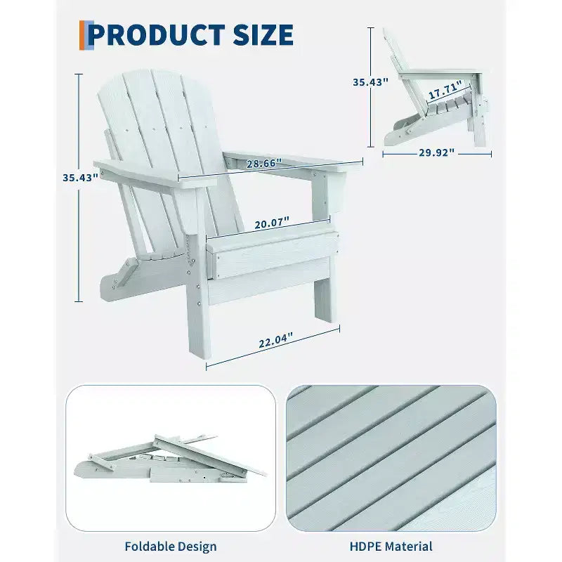 Chaise de patio extérieure, capacité de 172 kg, assise confortable, pliable, pour terrasse, pelouse, jardin
