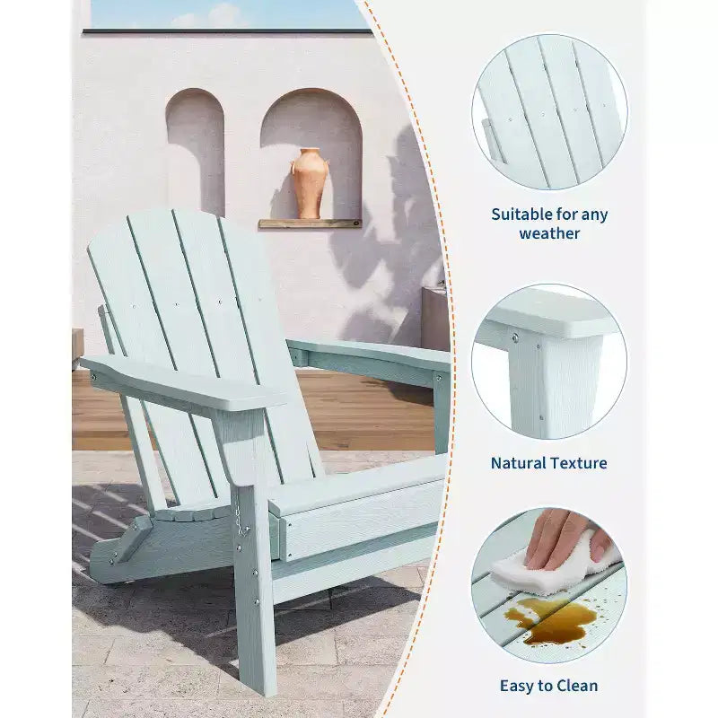 Chaise de patio extérieure, capacité de 172 kg, assise confortable, pliable, pour terrasse, pelouse, jardin