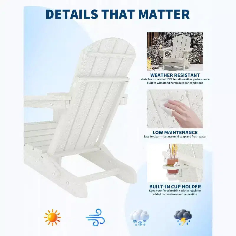 Chaise de patio extérieure, capacité de 172 kg, assise confortable, pliable, pour terrasse, pelouse, jardin