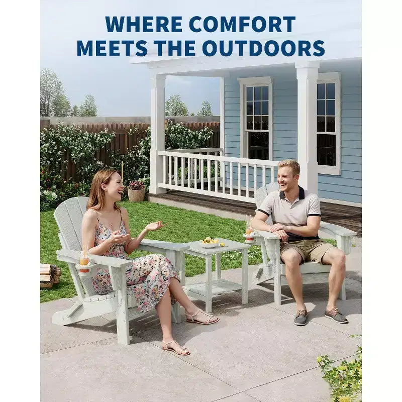 Chaise de patio extérieure, capacité de 172 kg, assise confortable, pliable, pour terrasse, pelouse, jardin