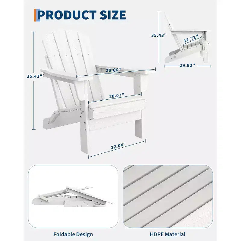 Chaise de patio extérieure, capacité de 172 kg, assise confortable, pliable, pour terrasse, pelouse, jardin
