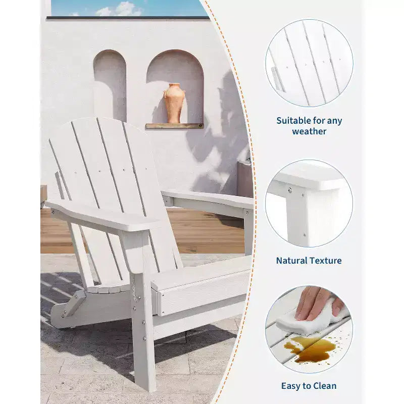Chaise de patio extérieure, capacité de 172 kg, assise confortable, pliable, pour terrasse, pelouse, jardin