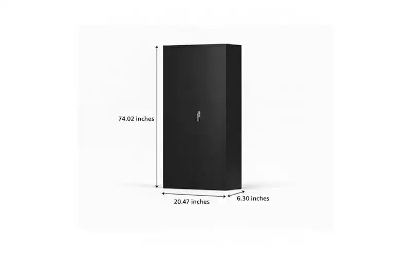 Armoire de rangement en acier robuste de 183 cm avec serrure - Armoire de rangement de garage en métal, étagères réglables, tringle à vêtements, organisateur de placard sécurisé