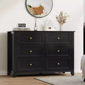 Large Modern Black 6-Drawer Wood Dresser, Deep Drawers & Metal Knobs for Bedroom, Entryway, Hallway