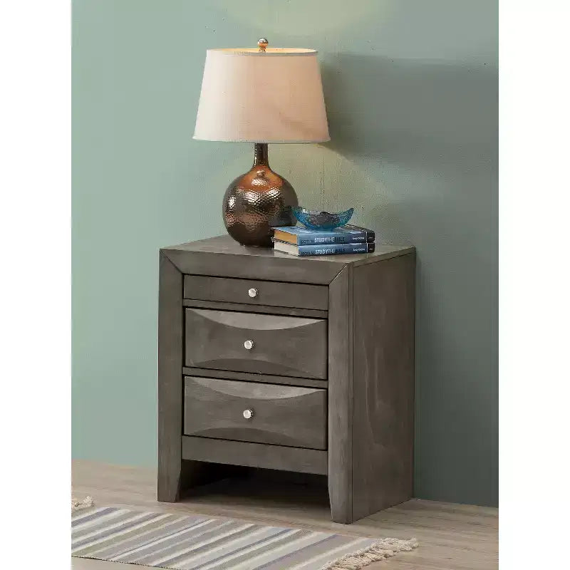 HomeStock Rectangle Cherry Wood Nighstand For Living Room and Bedroom